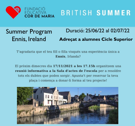 Reunió informativa estada lingüística a Irlanda pels alumnes de Cicle Superior